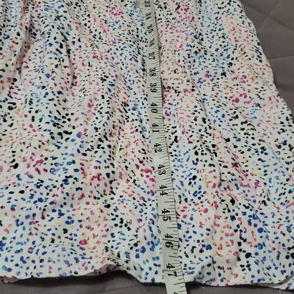 AFRM rainbow splatter leopard print white maxi dress long sleeve cut out Size M - Picture 12 of 12
